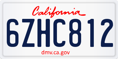 CA license plate 6ZHC812