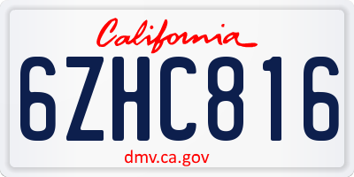 CA license plate 6ZHC816
