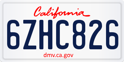CA license plate 6ZHC826