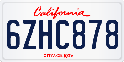 CA license plate 6ZHC878