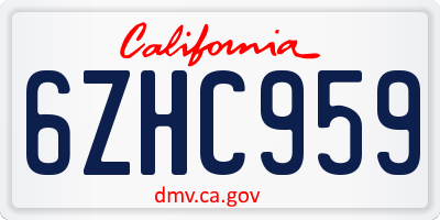 CA license plate 6ZHC959