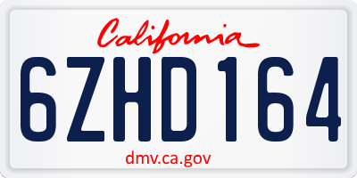 CA license plate 6ZHD164