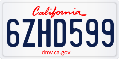 CA license plate 6ZHD599