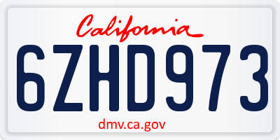 CA license plate 6ZHD973