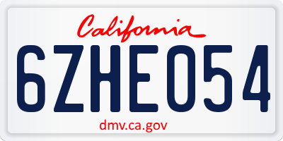CA license plate 6ZHE054