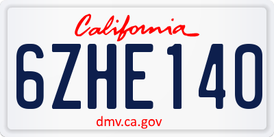 CA license plate 6ZHE140