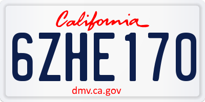 CA license plate 6ZHE170