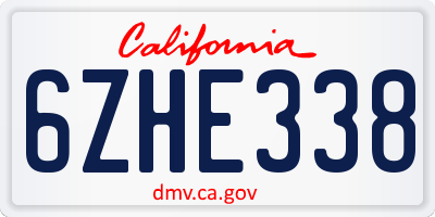 CA license plate 6ZHE338