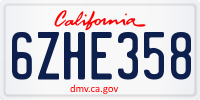 CA license plate 6ZHE358
