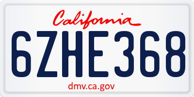 CA license plate 6ZHE368