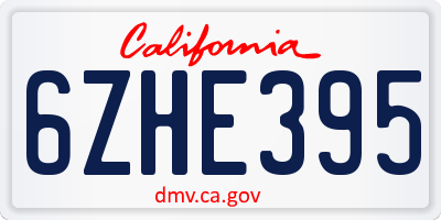 CA license plate 6ZHE395