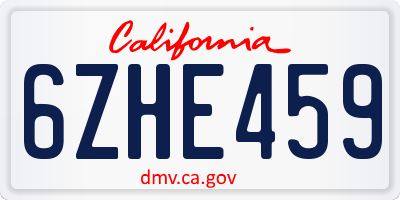 CA license plate 6ZHE459