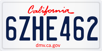 CA license plate 6ZHE462