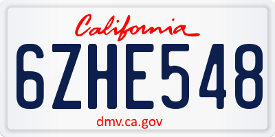 CA license plate 6ZHE548