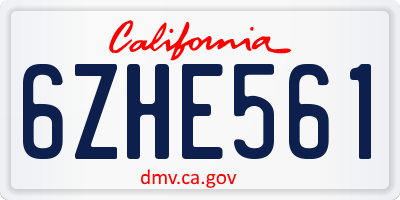 CA license plate 6ZHE561