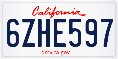 CA license plate 6ZHE597
