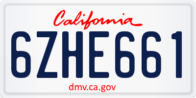 CA license plate 6ZHE661