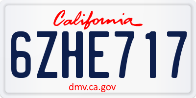 CA license plate 6ZHE717