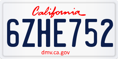CA license plate 6ZHE752