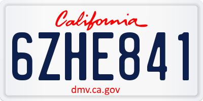 CA license plate 6ZHE841