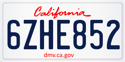 CA license plate 6ZHE852