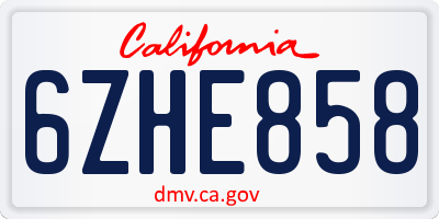 CA license plate 6ZHE858