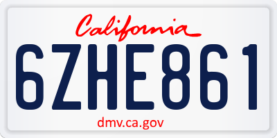 CA license plate 6ZHE861
