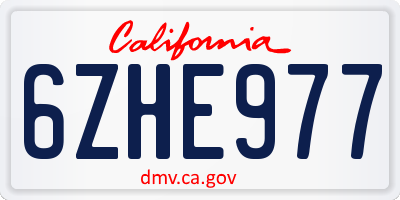 CA license plate 6ZHE977