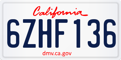 CA license plate 6ZHF136