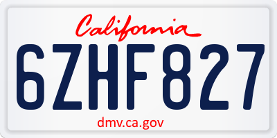 CA license plate 6ZHF827
