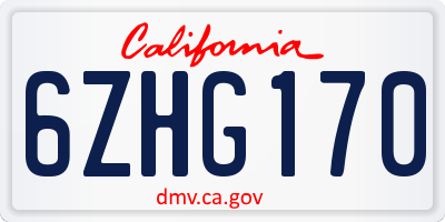 CA license plate 6ZHG170