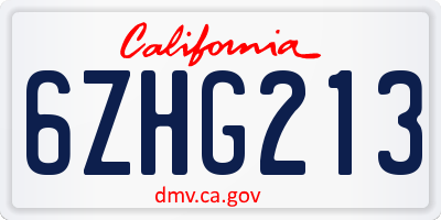 CA license plate 6ZHG213
