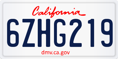 CA license plate 6ZHG219