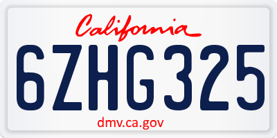 CA license plate 6ZHG325