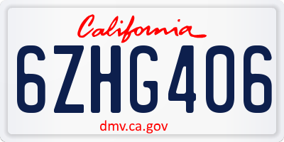 CA license plate 6ZHG406