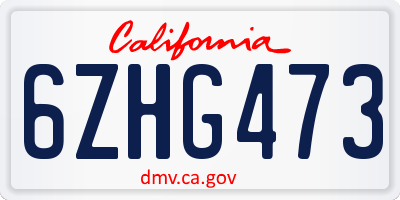 CA license plate 6ZHG473