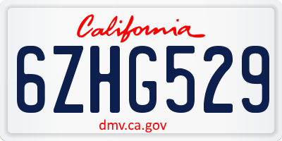 CA license plate 6ZHG529