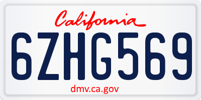 CA license plate 6ZHG569