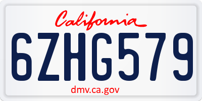 CA license plate 6ZHG579