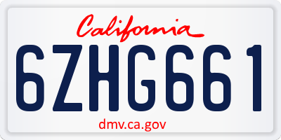 CA license plate 6ZHG661