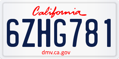 CA license plate 6ZHG781