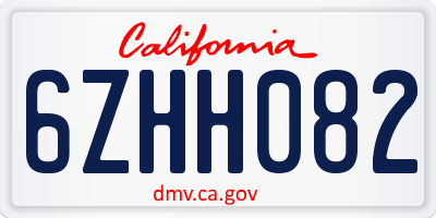CA license plate 6ZHH082