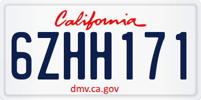 CA license plate 6ZHH171