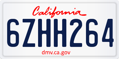 CA license plate 6ZHH264