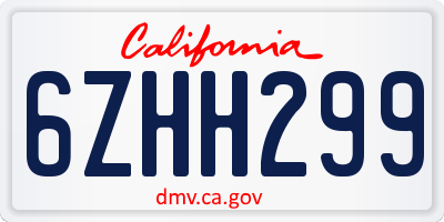 CA license plate 6ZHH299