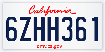CA license plate 6ZHH361
