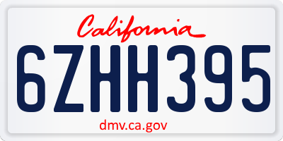 CA license plate 6ZHH395