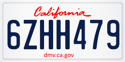 CA license plate 6ZHH479