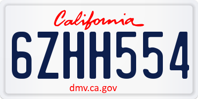 CA license plate 6ZHH554