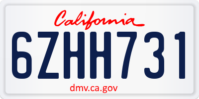CA license plate 6ZHH731
